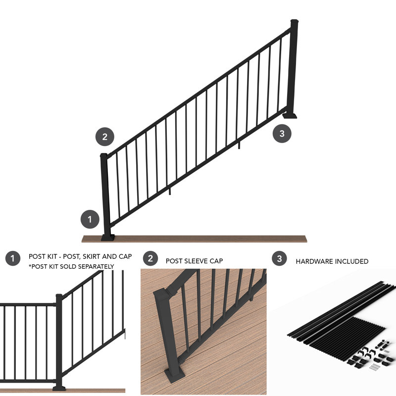 Deckorators Rapid Rail Textured Black Aluminum Stair Railing Kit (Posts